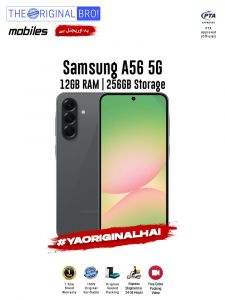 Samsung A56 5G - 12GB RAM - 256GB Storage - PTA Approved - 1 Year Warranty - Graphite - The Original Bro Mobiles - TOB40